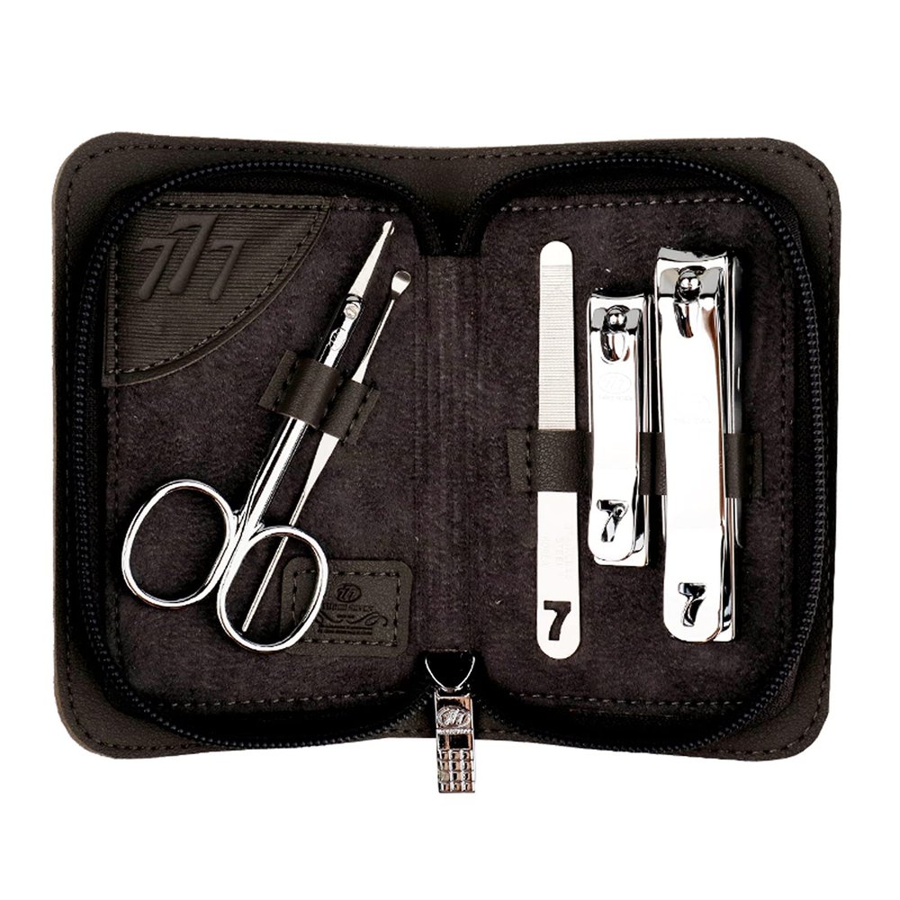 A1DFDFGOQSFG Fingernail Clipper Set Manicure Set 5 in 1 Stainless Steel Pedicure Kit Professional Nail Clippers Nail Care Tools,Grooming Kit with Nose Hair Scissors Black/rown Nail Grooming Kits (