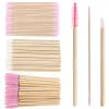 300 pcs Eyelash Extension Supply Kits 200pcs Disposable Double pointed head Wooden Micro Swab Brush 50pcs Eyebrow Spoolie 50pcs Lip Brush Mascara Wand Applicator Eyelashes Tool (Bamboo pink kits) view 1