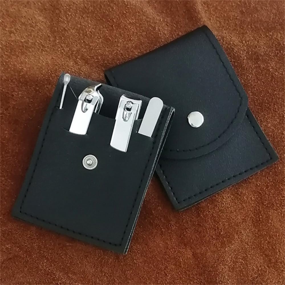 A1DFDFGOQSFG Manicure Pedicure Kit Convenient to Use Manicure Set Sturdy for Travelling Nail File Nail Scissors Clipper,Coffee Silver 4 pcs (Black Silver 4 Pcs)