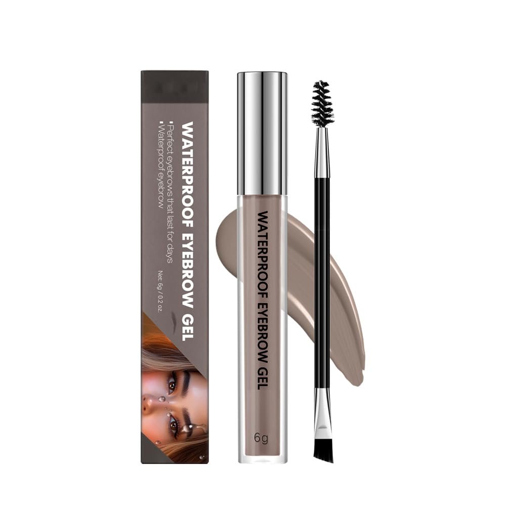 Waterproof Eyebrow Gel, Quick Drying Long Lasting Smudge Proof Formula for Creating Natural Looking Brows, Easy Application for All Skin Types (Brunette, Large)