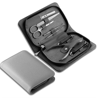 A1DFDFGOQSFG Fingernail Clipper Set Manicure Set, Professional Nail Clipper Kit Manicure Kit, 8 Pcs Stainless Steel Nail Care Kit Pedicure Grooming Kit, with Leather Travel Case Nail Grooming Kits (C