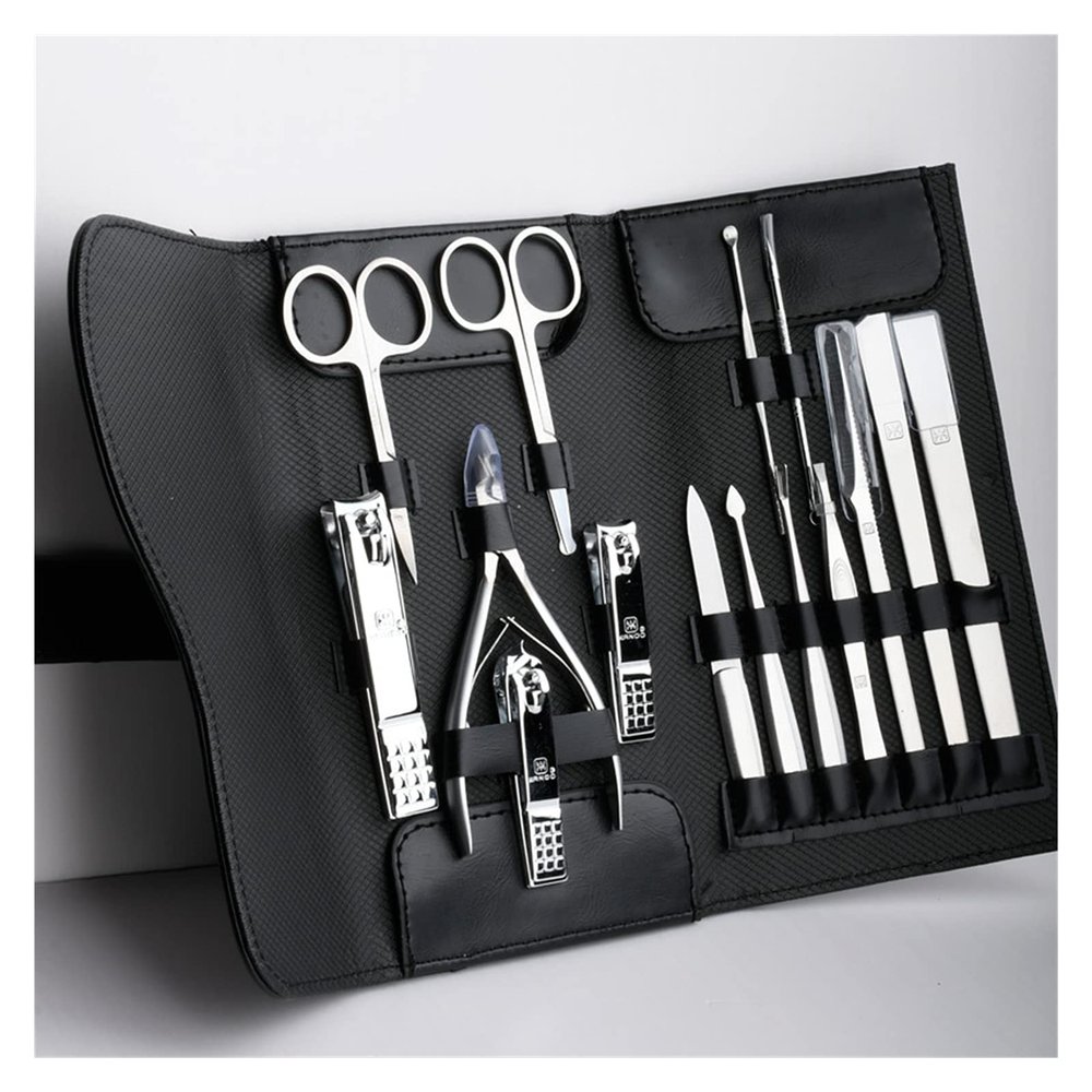 A1DFDFGOQSFG Nail Clippers Kit Nail Scissors Set Tool high-end high-end Finger Clippers Household Hand Pedicure Men's Special Portable case Manicure Set (Size : Silver White Accessories)