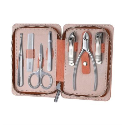 A1DFDFGOQSFG Nail Clippers Kit Portable Nail Clipper Set, 7 Pieces Pedicure Grooming Kit for Men Women, Sharp Finger&Toe Nail Tool, Personal Care Manicure Kit with Leather Case Manicure Set (C