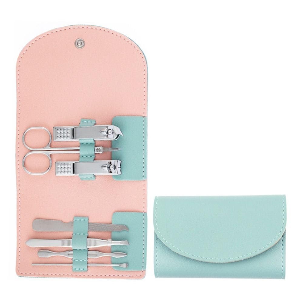 7 Pcs Manicure Set Ear Spoon Stainless Steel Nail Scissors Set Pedicure Scissors Nail Clipper Set Household,05 (5)