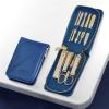 A1DFDFGOQSFG Nail Clippers Kit 9 Pieces Manicure Set Nail Clippers Kit Professional Stainless Steel Nail Care Tools, Portable Fingernail Grooming Kit with Zipper Leather Case Manicure Set view 4