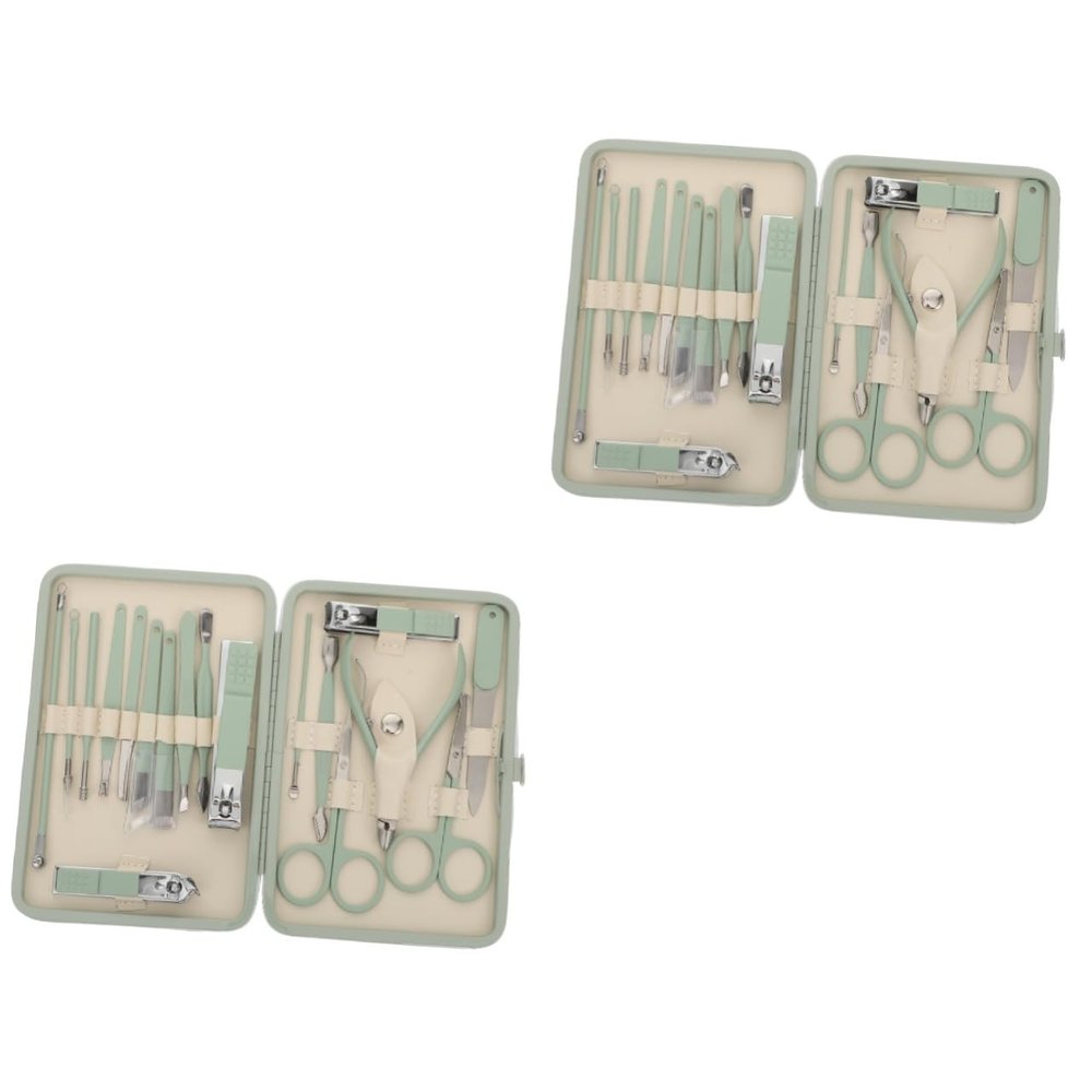 A1DFDFGOQSFG 36 Pcs Green Manicure Set Mens Nose Trimmer Manicure Tool Mens Tools Manicure Grooming Kit Nail Grooming Tools Nail Cutter Portable Stainless Steel Nail Clippers Travel