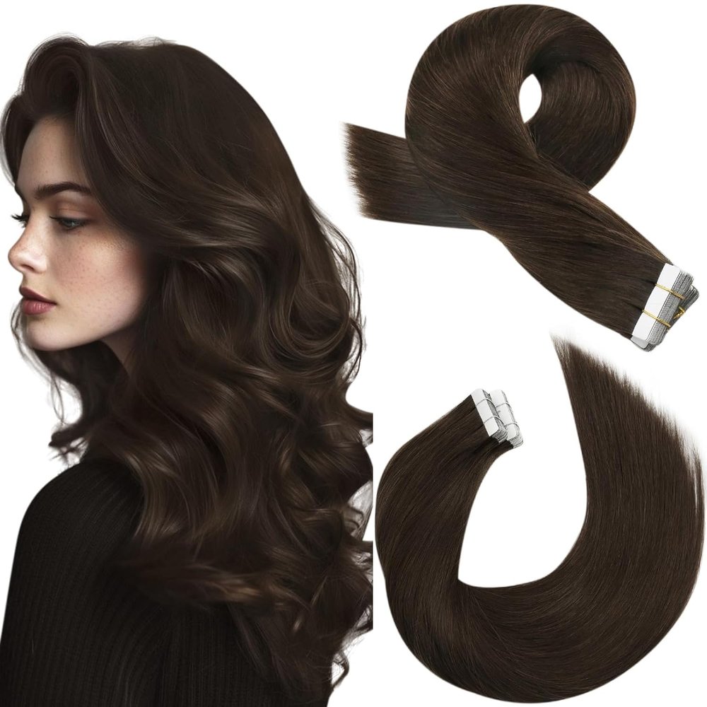 110G Hair Extensions Bundle-Moresoo Dark Brown Hair Extensions Real Human Hair 30G Tape in Hair Extensions Human Hair and 80G Clip in Hair Extensions Real Human Hair 12 Inch