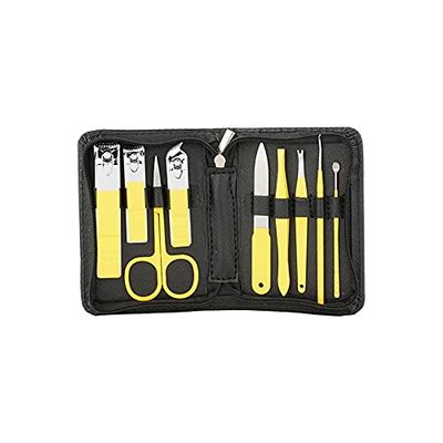 A1DFDFGOQSFG Nail Clippers Kit Zipper Bag Stainless Steel Nail Scissors 18-Piece Decoration Foot Knife Nail Ditch Safety Ear Spoon Cover Box Manicure Set (Size : Yellow9)