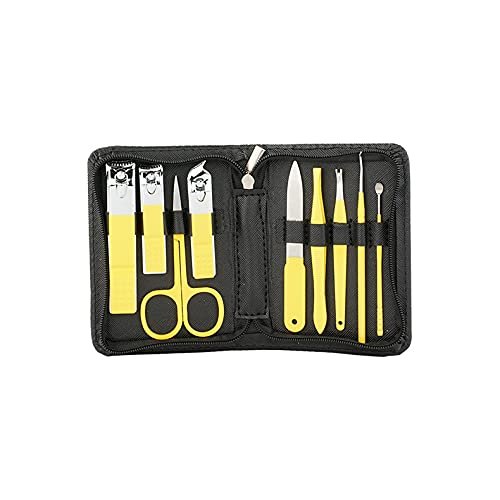 A1DFDFGOQSFG Nail Clippers Kit Zipper Bag Stainless Steel Nail Scissors 18-Piece Decoration Foot Knife Nail Ditch Safety Ear Spoon Cover Box Manicure Set (Size : Yellow9)