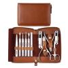A1DFDFGOQSFG Nail Clippers Kit Manicure Set Professional Pedicure Set Nail Scissors Grooming Kit with Leather Travel Case Pedicure Tools Kit Grooming Kit Manicure Set (Color : Brown) (Brown) view 1