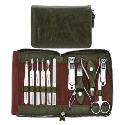A1DFDFGOQSFG Nail Clippers Kit Manicure Set Professional Pedicure Set Nail Scissors Grooming Kit with Leather Travel Case Pedicure Tools Kit Grooming Kit Manicure Set (Color : Brown) (White)