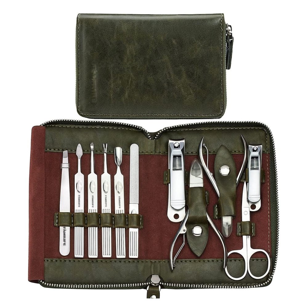 A1DFDFGOQSFG Nail Clippers Kit Manicure Set Professional Pedicure Set Nail Scissors Grooming Kit with Leather Travel Case Pedicure Tools Kit Grooming Kit Manicure Set (Color : Brown) (White)