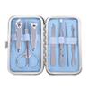 A1DFDFGOQSFG 7 in 1 Manicure Set Carbon Steel Pedicure Kit Nail Scissors Grooming Kit with Leather Travel Case,Deep Blue (Sky Blue) view 1