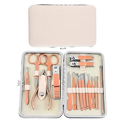 A1DFDFGOQSFG Nail Clippers Kit Nail Clippers Set Complete Set of Nail Clippers Set Box Oblique Mouth Nail Clippers Pedicure Tool Ear Pick Artifact Manicure Set (Size : Gold 18 Pieces)