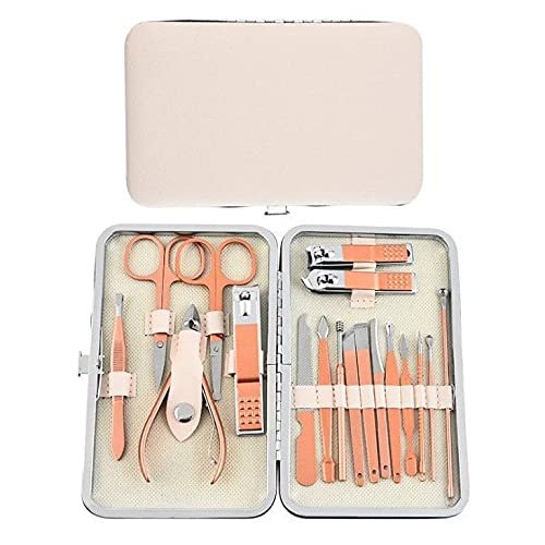 A1DFDFGOQSFG Nail Clippers Kit Nail Clippers Set Complete Set of Nail Clippers Set Box Oblique Mouth Nail Clippers Pedicure Tool Ear Pick Artifact Manicure Set (Size : Gold 18 Pieces)