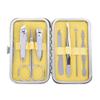 A1DFDFGOQSFG 7 in 1 Manicure Set Carbon Steel Pedicure Kit Nail Scissors Grooming Kit with Leather Travel Case,Deep Blue (Yellow) view 1