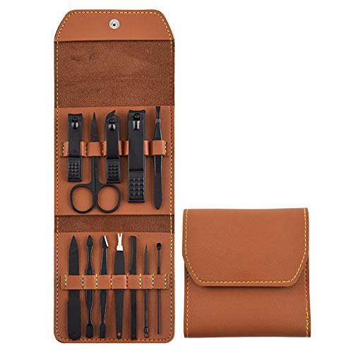 A1DFDFGOQSFG Nail Clippers Kit Rose Gold 16-Piece Nail Clippers and Nail Clippers Set from Stock, Bag Style Nail Tools Manicure Set (Size : Brown12)