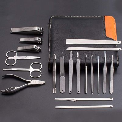 A1DFDFGOQSFG Fingernail Clipper Set 19pcs Multifunctional Stainless Steel Care Manicure Acne Extractor Nail Clipper Set Pedicure Ear Pick Grooming Tweezers Trimmer Nail Grooming Kits (Color : Black G