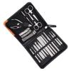 A1DFDFGOQSFG Fingernail Clipper Set 19pcs Multifunctional Stainless Steel Care Manicure Acne Extractor Nail Clipper Set Pedicure Ear Pick Grooming Tweezers Trimmer Nail Grooming Kits (Color : Black G view 2