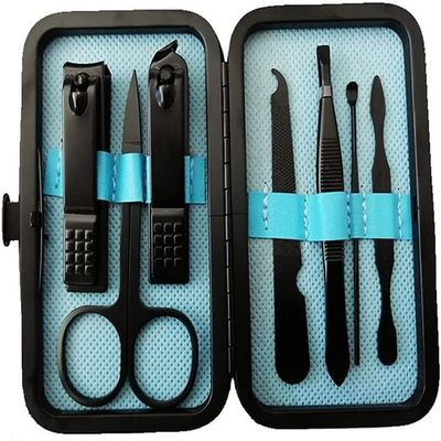 A1DFDFGOQSFG Nail Clippers, Manicure Pedicure Set,Nail Clippers Manicure Set,7pcs Nail Clippers Set Portable Travel Stainless Steel Black Pedicure Scissor Tweezer Manicure Set Kit Nail Tools (Color :
