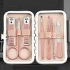 A1DFDFGOQSFG Nail Clippers, Manicure Pedicure Set,Nail Clippers Manicure Set,7pcs Nail Clippers Set Portable Travel Stainless Steel Black Pedicure Scissor Tweezer Manicure Set Kit Nail Tools (Color : view 3