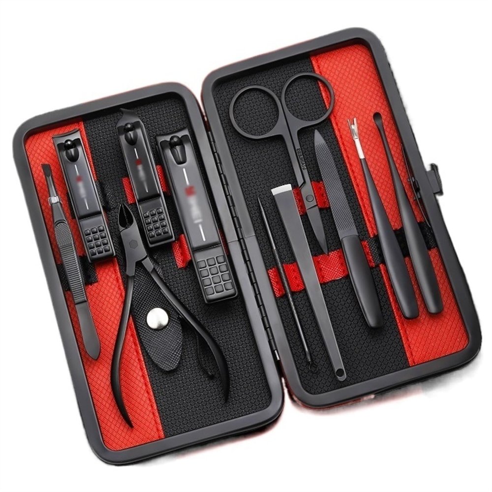 A1DFDFGOQSFG Fingernail Clipper Set Manicure Set, 11 Pieces Nail Clipper Set, Stainless Steel Nail Care Kit Portable Nail Cutter Pedicure Kit with Stylish Leather Case Nail Grooming Kits