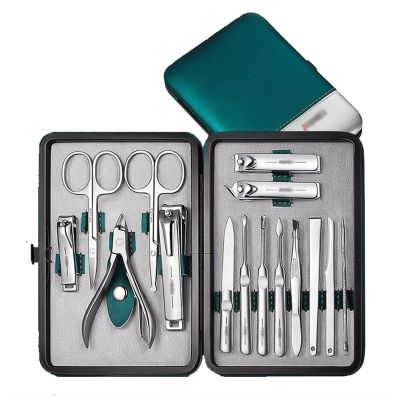 A1DFDFGOQSFG Fingernail Clipper Set 15 Pcs Professional Nail Clipper Kit Manicure Set, with Portable Leather Case, Stainless Steel Manicure Pedicure Grooming Kit Nail Grooming Kits