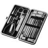 A1DFDFGOQSFG Fingernail Clipper Set Manicure Set Professional Nail Clippers Pedicure Kit, 19 pcs Stainless Steel Nail Care Tools Grooming Kit with Travel Leather Case for Men Women Nail Grooming Kits view 1