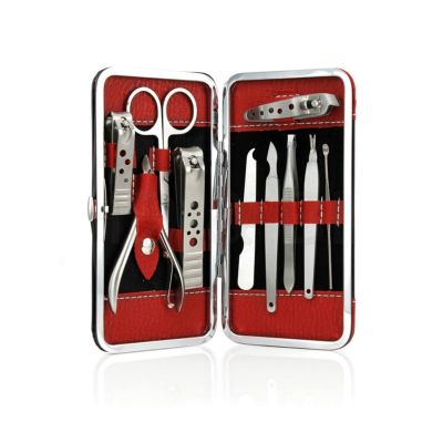 A1DFDFGOQSFG Nail Clippers Kit Professional Nail Art Manicure Tools Set Nails Clipper Scissors Tweezer Knife Manicure Sets Case for Nail Manicure Manicure Set (Color : 12Pcs Brown) (10pcs Red)