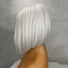 Platinum Short Bob Lace Front Wigs for Women Silver Blonde Synthetic Hair Wig with Natural Hairline Realistic Soft Gray Lace Wig view 2