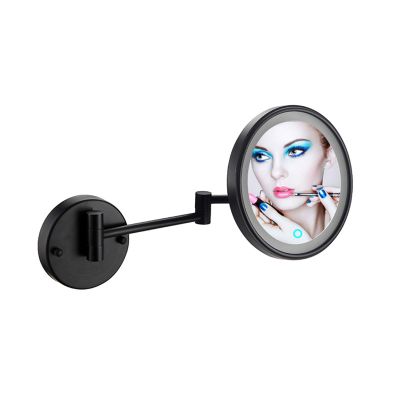 8-inch Wall Mounted Bathroom Mirrors, Single-Sided Magnifying Makeup Mirror, Retractable Cosmetic Mirror, Lighted Bathroom Mirror Vanity Mirror with Lights Shaving Mirror