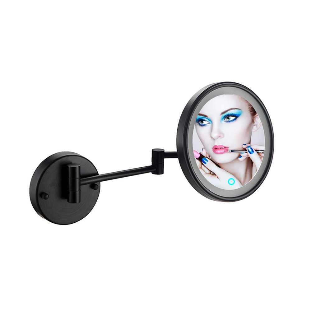 8-inch Wall Mounted Bathroom Mirrors, Single-Sided Magnifying Makeup Mirror, Retractable Cosmetic Mirror, Lighted Bathroom Mirror Vanity Mirror with Lights Shaving Mirror