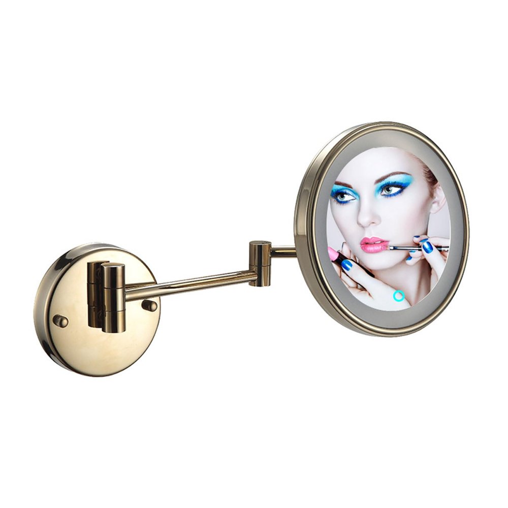 8-inch Wall Mounted Bathroom Mirrors, Single-Sided Magnifying Makeup Mirror, Retractable Cosmetic Mirror, Lighted Bathroom Mirror Vanity Mirror with Lights Shaving Mirror