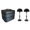FASHION DO Deluxe Wig Travel Box or Makeup Case Compact Durable in Black and adjustable velvet styrofoam wig head sucton cup holder (Wcase double) view 1