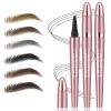 2Pcs Microblading Eyebrow Pen, Long-Lasting Waterproof Eyebrow Pencil with 4-Fork-Tip for 3D Realistic Brow, Easily Create Natural Hair-Like Brow Last All-Day, Eye Brow Pencils for Women -Black Brown view 1