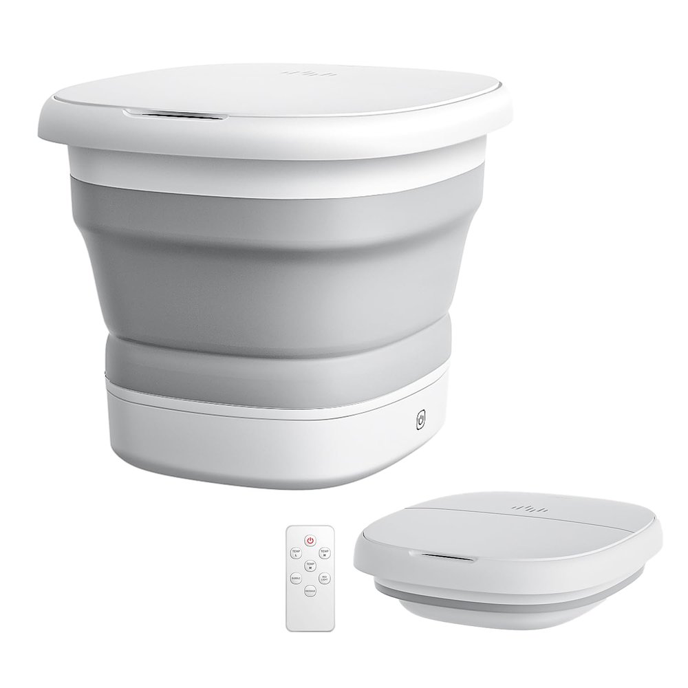 beici Collapsible Foot Spa Massage with Water and Electricity Separation System,Foot Bath with Three Level Temperature Control,Bubble,Remote,Red Light,Timer,and Four Set Electric Massage Balls
