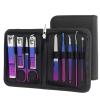 Manicure Set, Manicure Set, Stainless Steel Gradient Professional Pedicure Kit Nail Scissors Grooming Kit with Travel Case,Nail Care Tools(9 pcs in 1) view 1