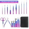 Manicure Set, Manicure Set, Stainless Steel Gradient Professional Pedicure Kit Nail Scissors Grooming Kit with Travel Case,Nail Care Tools(9 pcs in 1) view 2