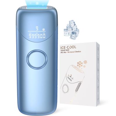 Laser Hair Removal Ubroo IPL Hair Removal Device with 5 Ice Cooling, 3 In 1 Painless Hair Removal For Women Men Permanent Face Body Beauty Care (Blue)