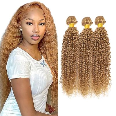 Wahairse Human Hair Bundles 22 24 26 Inch Jerry Curly 27# Color Human Hair Unprocessed Brazilian Virgin 3 Bundles Quick Weave Human Hair Extensions 300g (27# Jerry Curly, 22 24 26)