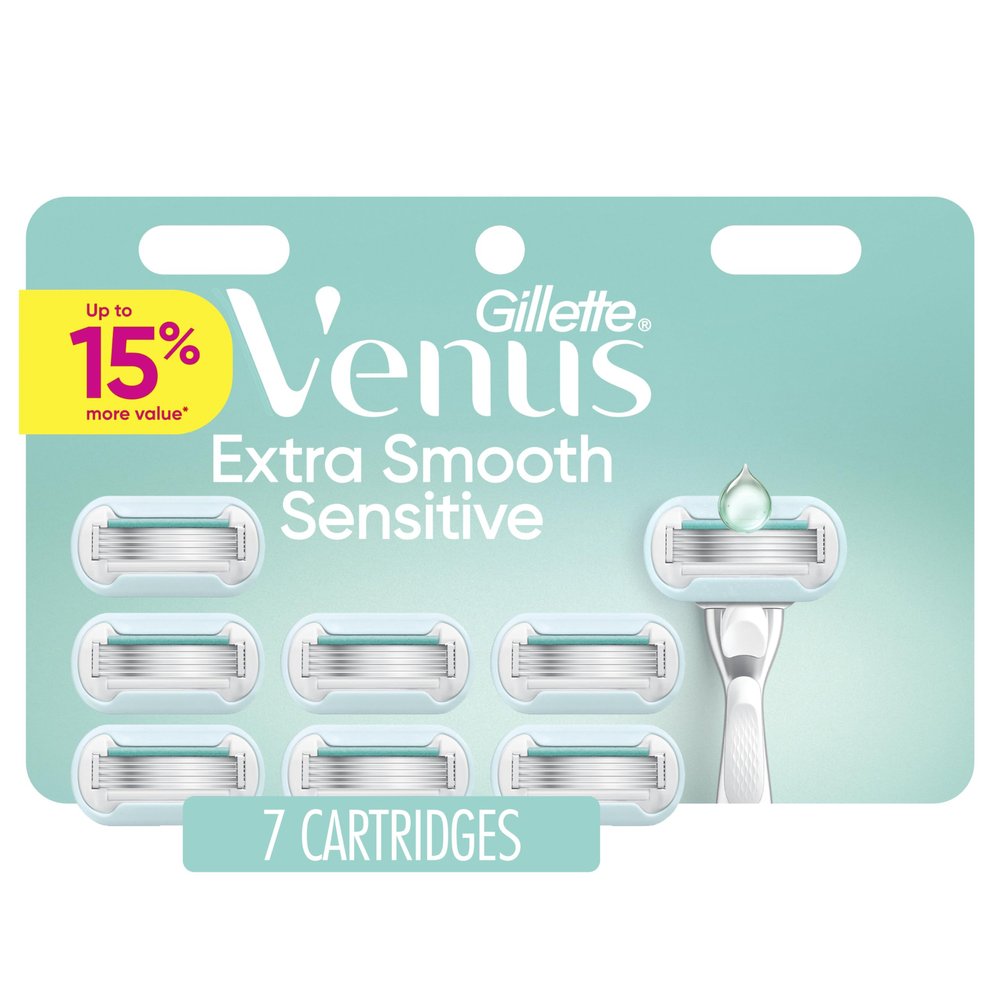 Gillette Venus Extra Smooth Sensitive Womens Razor Blades for Sensitive Skin, 5-Bladed Razor Refills, 7 Count