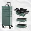 Leeora&Leekoo Portable Multi-Storey Nail Case for Nail Tech Organizer - Wheels Makeup Case Organizer, Cosmetic Case, Makeup Train Case, Make Up Case (Green) view 2