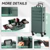 Leeora&Leekoo Portable Multi-Storey Nail Case for Nail Tech Organizer - Wheels Makeup Case Organizer, Cosmetic Case, Makeup Train Case, Make Up Case (Green) view 4