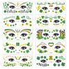 10 Sheets St Patrick's Day Face Tattoo Stickers, Shamrock Clover Eye Tattoo Stickers, Irish Green Party Glitter Face Art Temporary Tattoos, Saint Patricks Day Makeup Art Decorations Irish Party Favors view 1