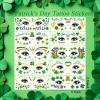 10 Sheets St Patrick's Day Face Tattoo Stickers, Shamrock Clover Eye Tattoo Stickers, Irish Green Party Glitter Face Art Temporary Tattoos, Saint Patricks Day Makeup Art Decorations Irish Party Favors view 2