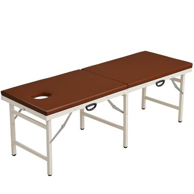 Gtzly Foldable Massage Bed Portable Lash Bed with Breathing Head Hole, Massage Table Lightweight Salon Bed with Soft Leather Surface for Spa Tattoo(Brown,180 * 60 * 65 cm)