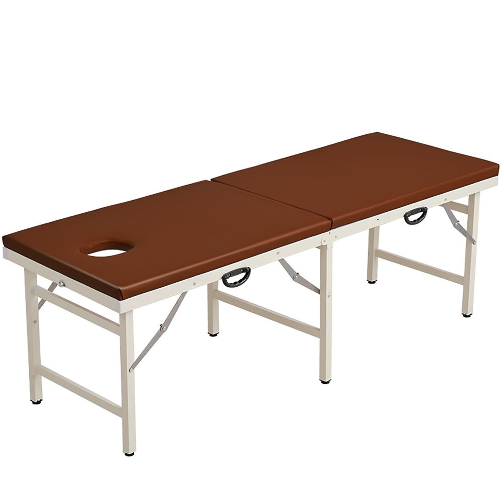 Gtzly Foldable Massage Bed Portable Lash Bed with Breathing Head Hole, Massage Table Lightweight Salon Bed with Soft Leather Surface for Spa Tattoo(Brown,180 * 60 * 65 cm)