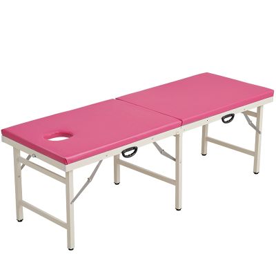 Gtzly Foldable Massage Bed Portable Lash Bed with Breathing Head Hole, Massage Table Lightweight Salon Bed with Soft Leather Surface for Spa Tattoo(Pink,180 * 70 * 65 cm)