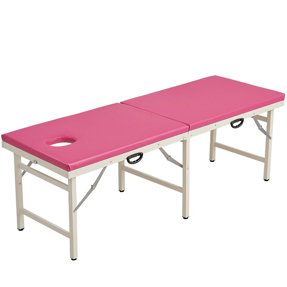Gtzly Foldable Massage Bed Portable Lash Bed with Breathing Head Hole, Massage Table Lightweight Salon Bed with Soft Leather Surface for Spa Tattoo(Pink,180 * 70 * 65 cm)