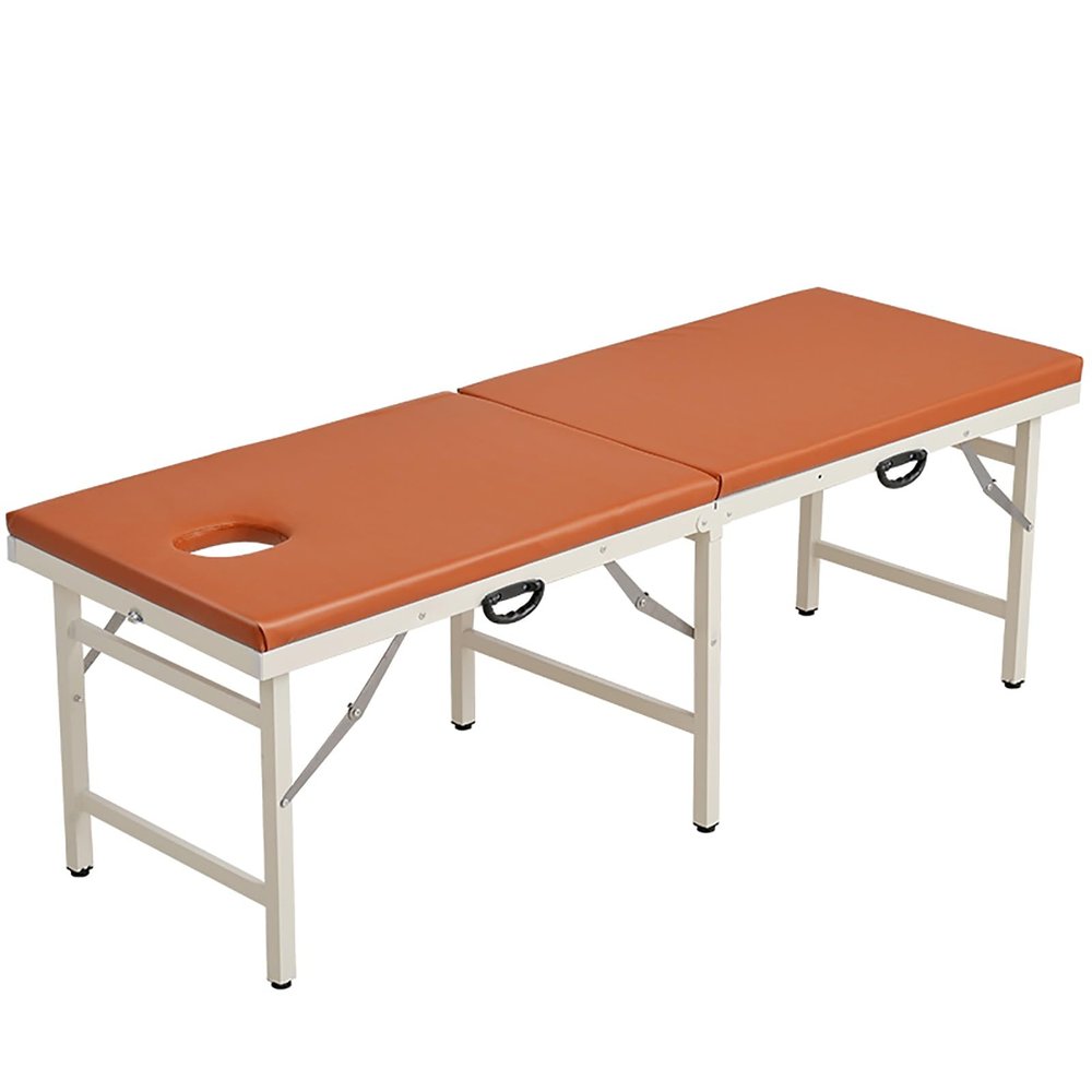Gtzly Foldable Massage Bed Portable Lash Bed with Breathing Head Hole, Massage Table Lightweight Salon Bed with Soft Leather Surface for Spa Tattoo(Orange,180 * 70 * 65 cm)